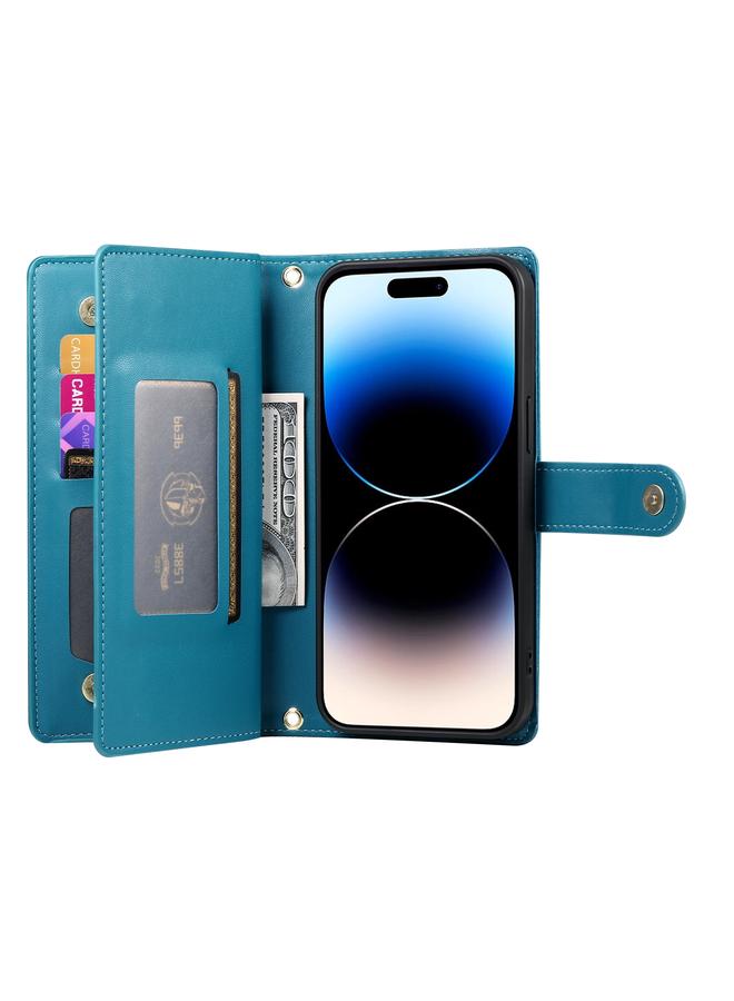 اس-توب حافظة لهاتف iPhone 14 Pro مزودة بتسع فتحات للبطاقات وحقيبة محفظة بسحاب من الجلد - Image 3