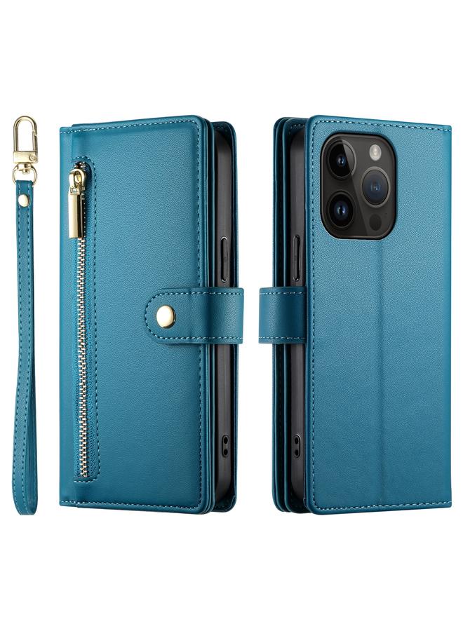 اس-توب حافظة لهاتف iPhone 14 Pro مزودة بتسع فتحات للبطاقات وحقيبة محفظة بسحاب من الجلد - Image 2