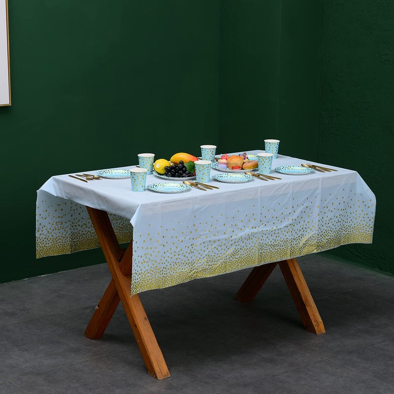 YAOSHENG 201-Piece Blue Party Supplies Set - Disposable Paper Dinnerware Serves 25 - Gold Dot Blue Paper Plates  Napkins  Cups & Plastic Silverware Sets for Wedding  Baby Shower & Holiday Parties - Image 5