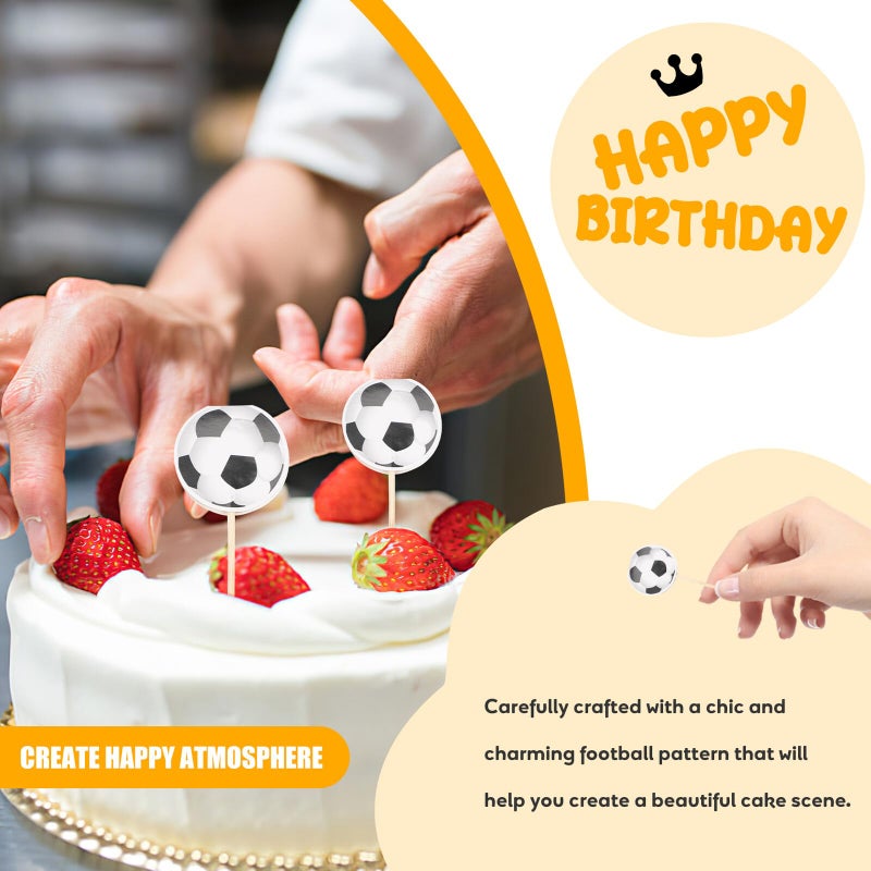 Football Cake Topper And Dessert Picks Set 48pcs Non Edible Party Decor For Birthday Cakes Muffins - Image 5