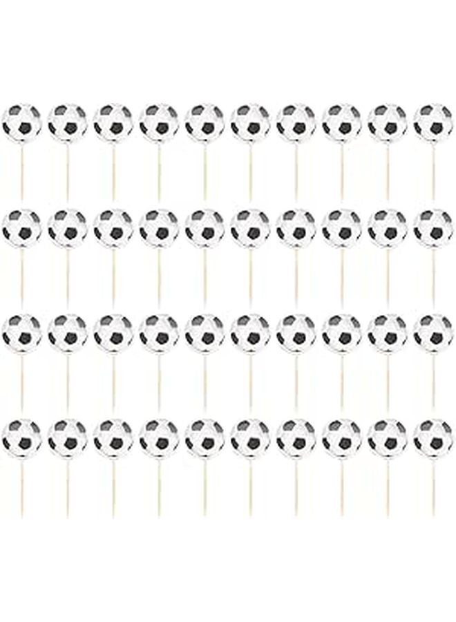 Football Cake Topper And Dessert Picks Set 48pcs Non Edible Party Decor For Birthday Cakes Muffins - Image 1