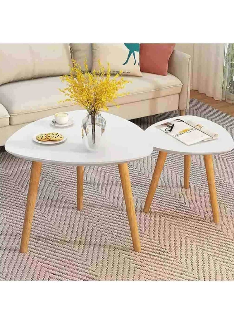هاوس ون 2 قطع | طاولة قهوة مستديرة  MDF - أبيض & بيج - Image 1