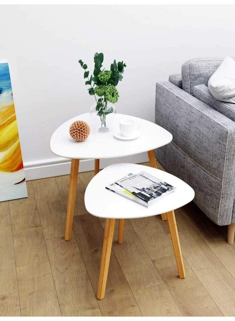 هاوس ون 2 قطع | طاولة قهوة مستديرة  MDF - أبيض & بيج - Image 2