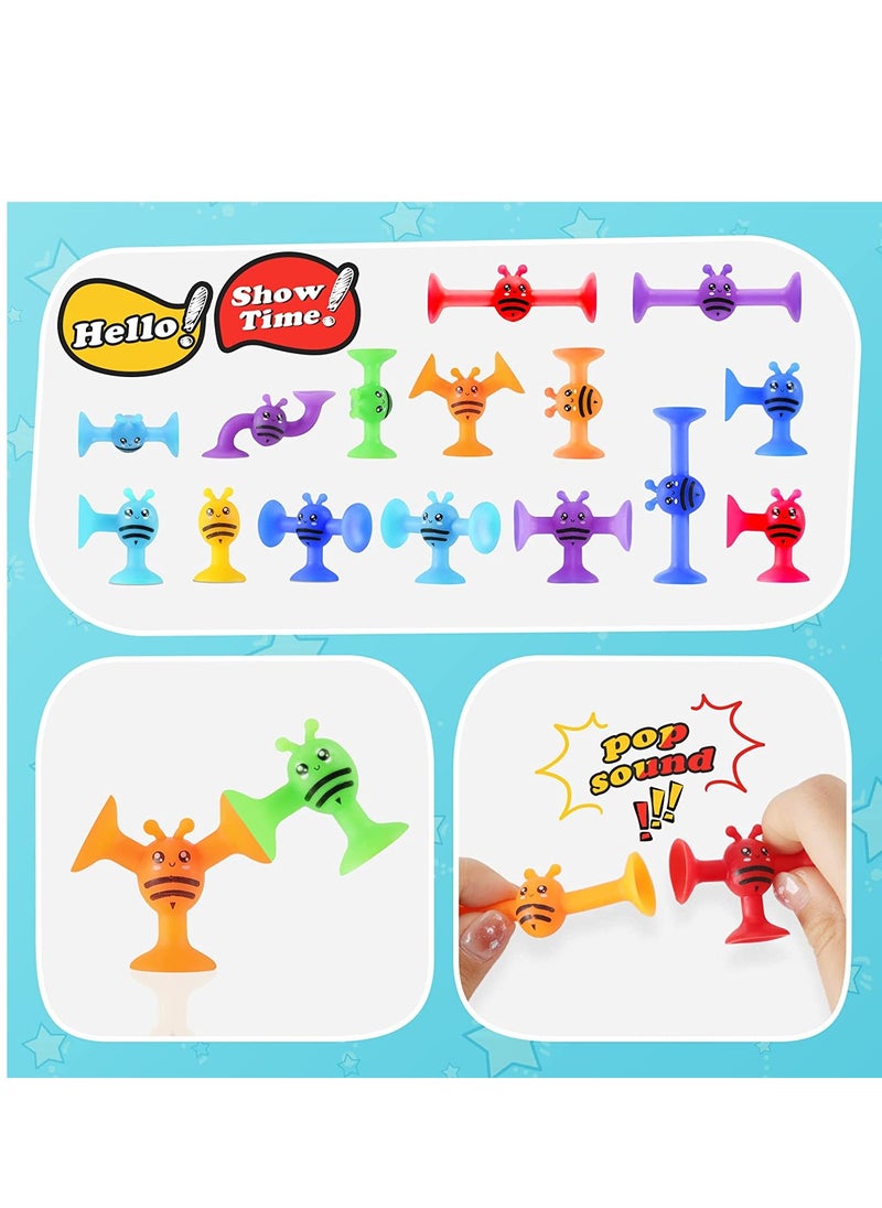 General Suction Cup Toy Bath Toy 40 Pieces Montessori Toy From 3 4 5 Years Sensory Toy Soft Silicone Building Blocks Suction Toy For Stress Relief Parent-Child Interactive Game  - Image 3