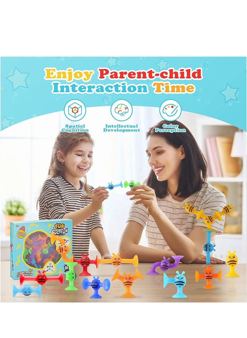 General Suction Cup Toy Bath Toy 40 Pieces Montessori Toy From 3 4 5 Years Sensory Toy Soft Silicone Building Blocks Suction Toy For Stress Relief Parent-Child Interactive Game  - Image 2