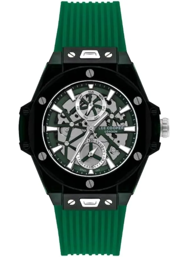 لي كوبر Lee Cooper Men's Watch, Multi Function Display and Silicone Strap - LC07975.777, Green