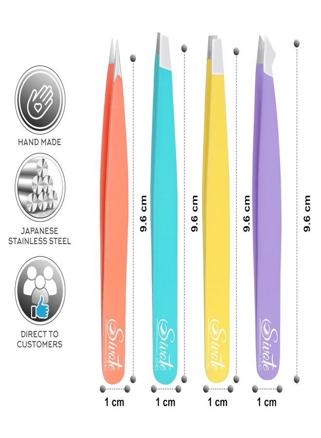 SIVOTE 4-Pack Eyebrow Tweezers for Women - Professional Tweezers for Facial Hair & Chin Hair Removal - Stainless Steel Precision Tweezers for Men and Women in Pastel Colors - Image 3