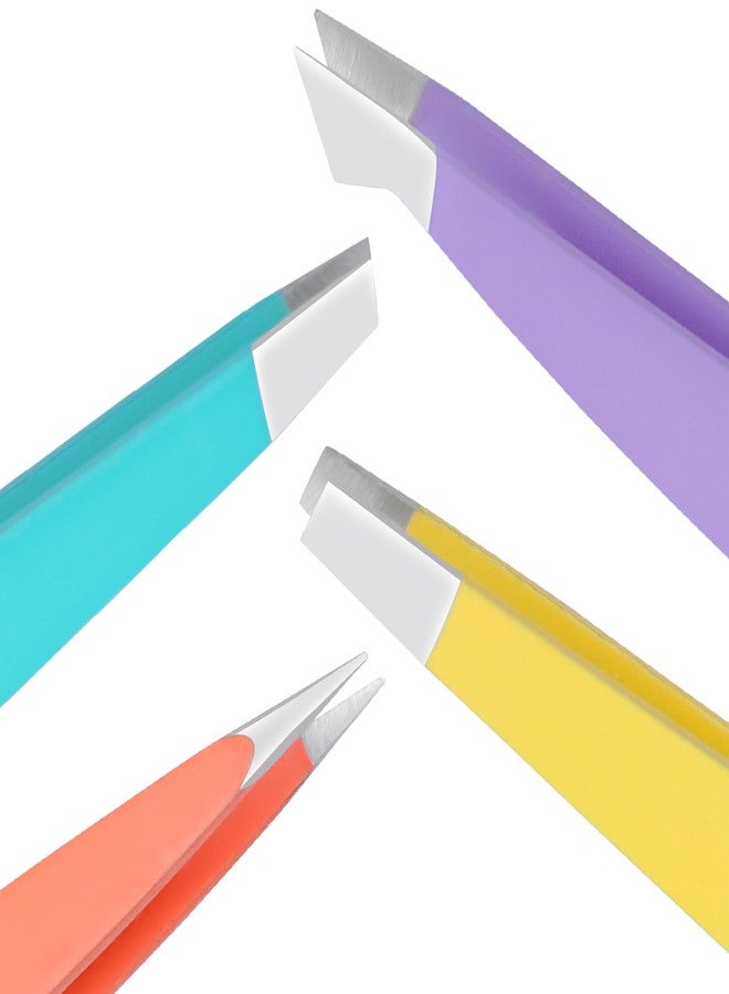 SIVOTE 4-Pack Eyebrow Tweezers for Women - Professional Tweezers for Facial Hair & Chin Hair Removal - Stainless Steel Precision Tweezers for Men and Women in Pastel Colors - Image 1