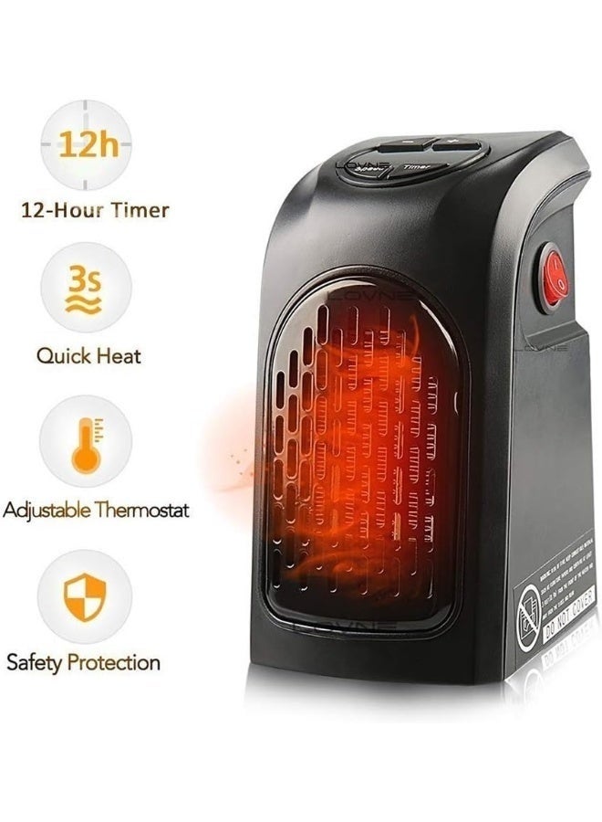 Mini Plug-In Space Heater 400W – Electric Wall Heater with LED Display and Remote Control – Portable Indoor Heater with Adjustable Thermostat and 12-Hour Timer – Suitable for Home, Office, Bathroom, and Bedrooms - Image 3