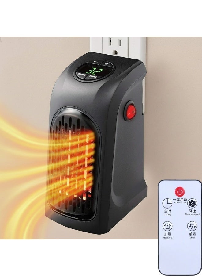 Mini Plug-In Space Heater 400W – Electric Wall Heater with LED Display and Remote Control – Portable Indoor Heater with Adjustable Thermostat and 12-Hour Timer – Suitable for Home, Office, Bathroom, and Bedrooms - Image 5