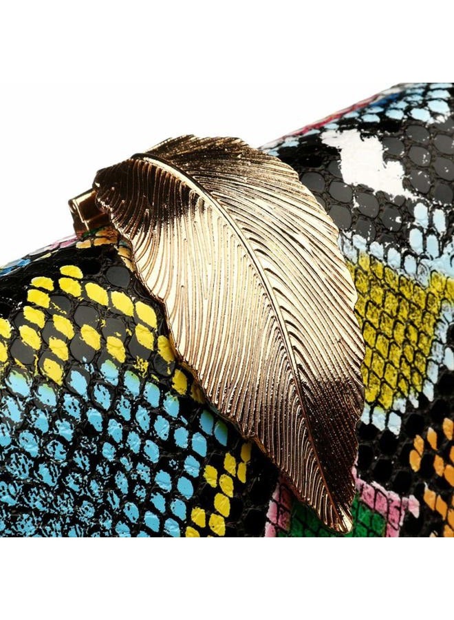 Gets Multicolor Snakeskin Purse for Women Box Evening Bag Lime Snakeskin Clutch Handbag Party Wedding - Image 5