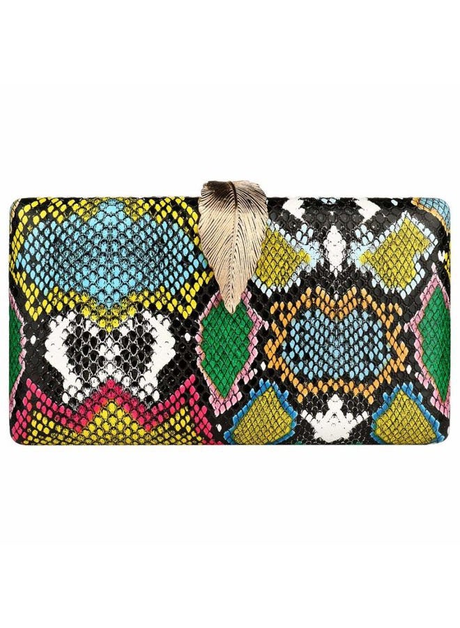 Gets Multicolor Snakeskin Purse for Women Box Evening Bag Lime Snakeskin Clutch Handbag Party Wedding - Image 2