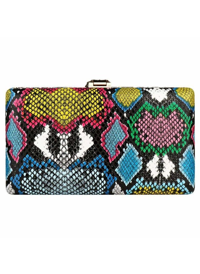 Gets Multicolor Snakeskin Purse for Women Box Evening Bag Lime Snakeskin Clutch Handbag Party Wedding - Image 3
