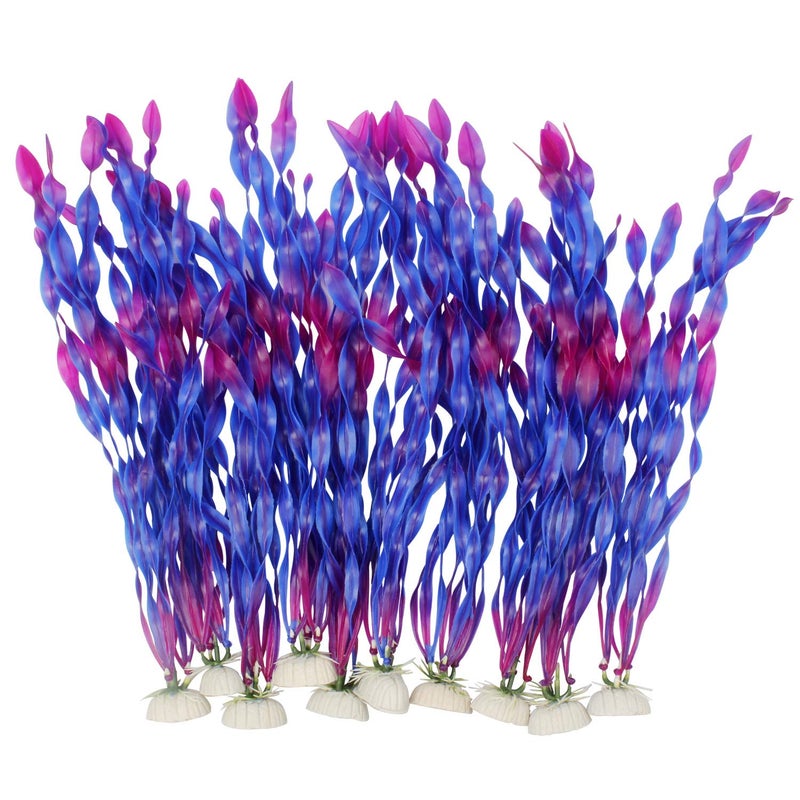 MyLifeUNIT Artificial Seaweed Water Plants for Aquarium Plastic Fish Tank Plant Decorations 10 PCS Purple - Image 2