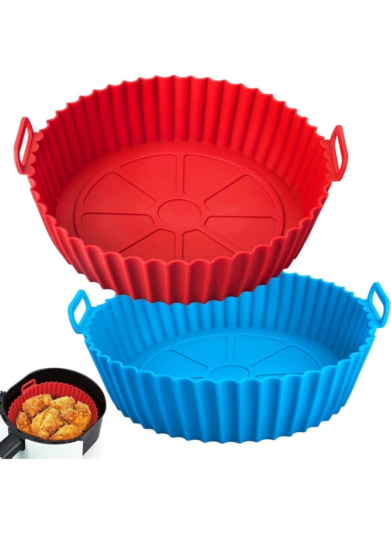 Air Fryer Silicone Pot, XIILSIE 2Pcs Air Fryer Silicone Liners Round Food Safe Non Stick Air Fryer Basket Accessories, Reusable Replacement of Flammable Parchment Liner Paper Fits 3QT - 5QT Air Fryer