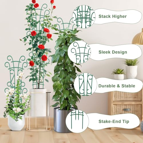 Qaobo 6 Pack Indoor Plant Trellis for Potted Plants, Stackable Garden Trellis for Climbing Plants Outdoor, Small Trellis for Houseplants Rose Hoya Pothos Plant Climber Support - Image 3