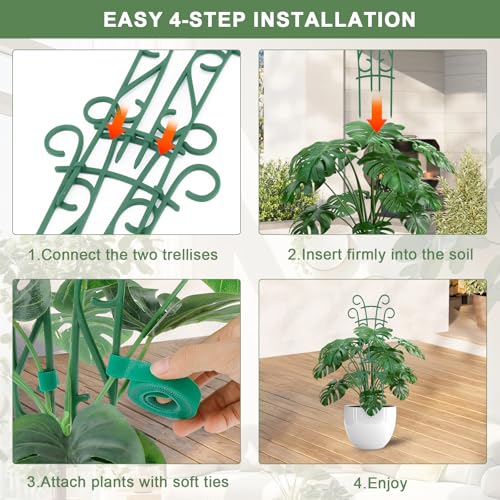 Qaobo 6 Pack Indoor Plant Trellis for Potted Plants, Stackable Garden Trellis for Climbing Plants Outdoor, Small Trellis for Houseplants Rose Hoya Pothos Plant Climber Support - Image 5