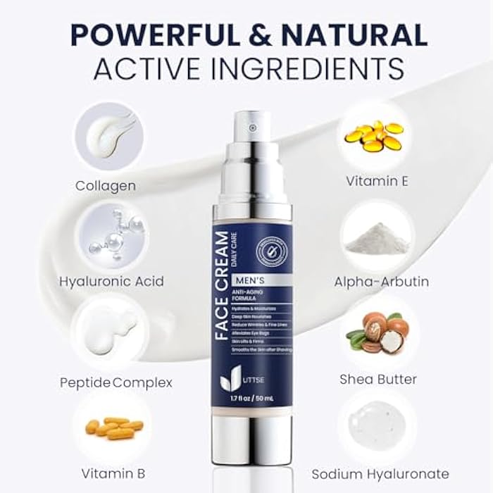 Uttse 6-in-1 Mens Face Moisturizer: Face Cream for Men - Reduce the Look of Eye Bags, Dark Circles, and Puffiness - Skin Care for Men - 1.7 fl oz - Made in Korea - Image 5