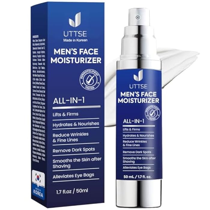 Uttse 6-in-1 Mens Face Moisturizer: Face Cream for Men - Reduce the Look of Eye Bags, Dark Circles, and Puffiness - Skin Care for Men - 1.7 fl oz - Made in Korea - Image 1