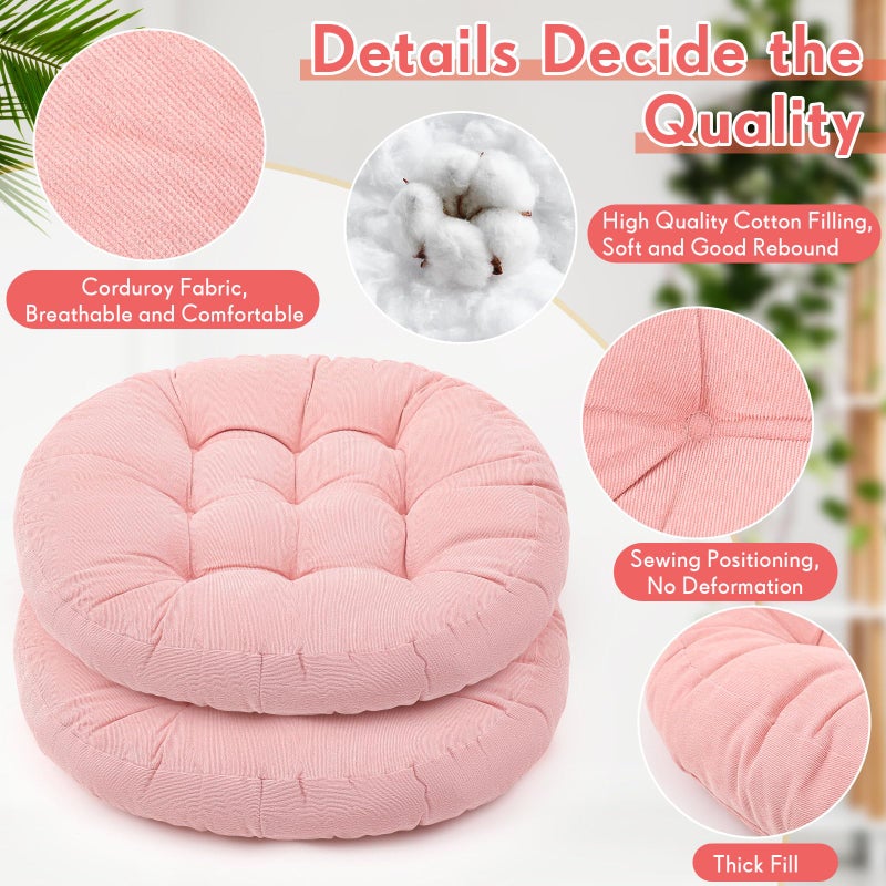 Jerify 2 Pcs Floor Pillow Cushions 22 x 22 Inch Round Square Large Meditation Floor Pillow for Classroom Adult Meditation Picnic Party Seating Learning Daycare School (Round,Bright Pink) - Image 3