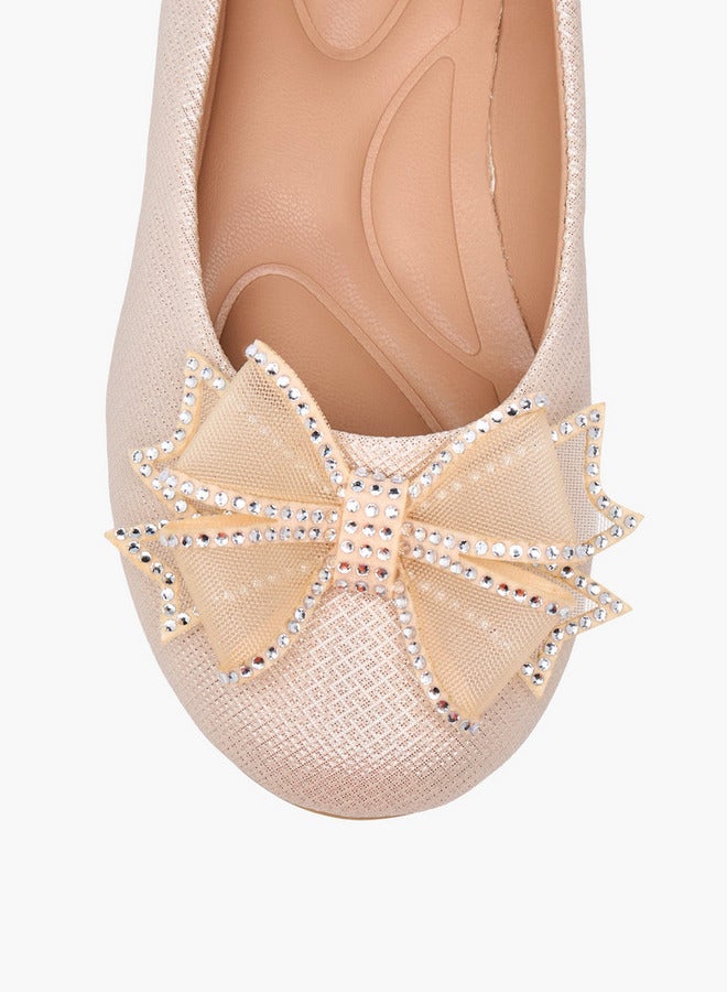 Celeste Girls' Bow Embellished Slip-On Ballerina Shoes  - Image 4