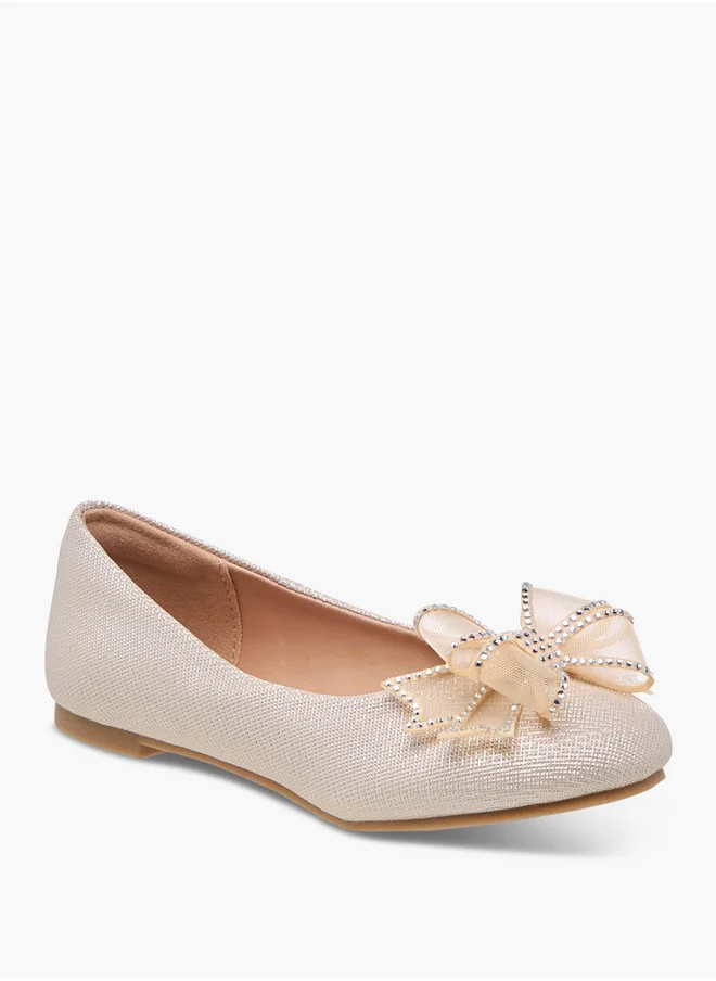 سيليست Girls' Bow Embellished Slip-On Ballerina Shoes