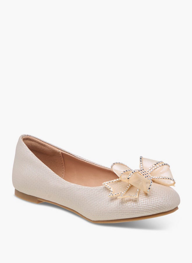 Celeste Girls' Bow Embellished Slip-On Ballerina Shoes  - Image 2