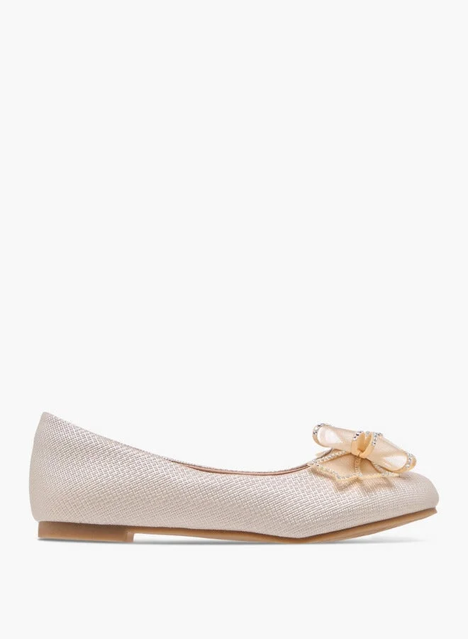 Girls' Bow Embellished Slip-On Ballerina Shoes