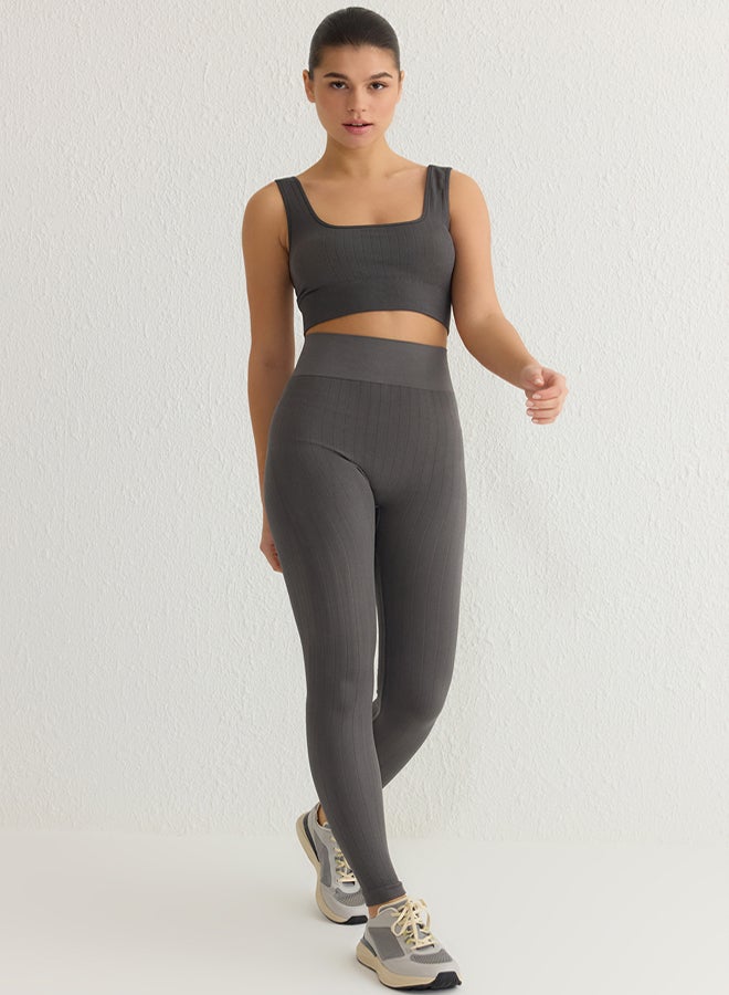 trendyol Dark Anthracite Seamless Full Length Knitted Sports Tights THMSS25TY00000 - Image 2