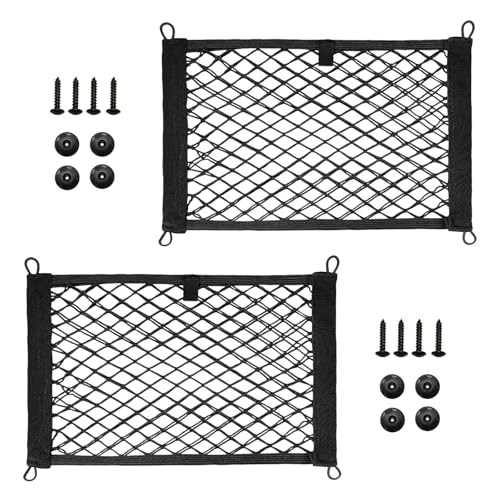 Baooery 2 Pcs Small Cargo Net Car Storage Organizer with Elastic Pocket TrunkBoatHome Storage Mesh wScrewsHooks - Image 1