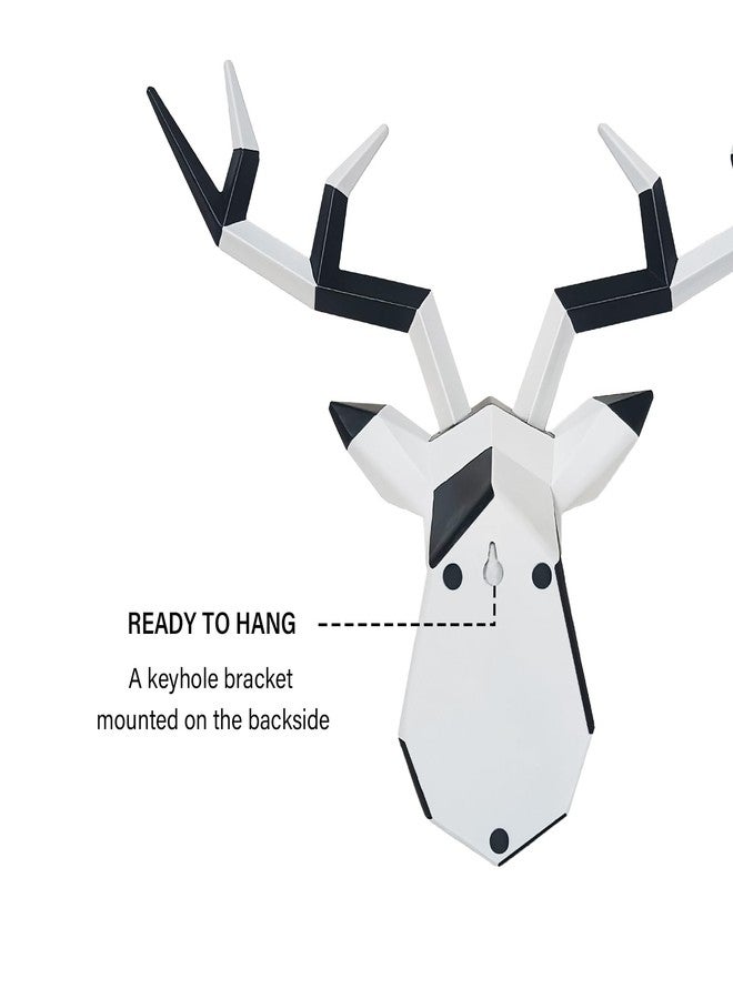 Keygift Geometrical Deer Head Wall Decor Black&White Faux Taxidermy Resin Animal Head Wall Mount Deer Antlers Wall Sculptures - Image 3