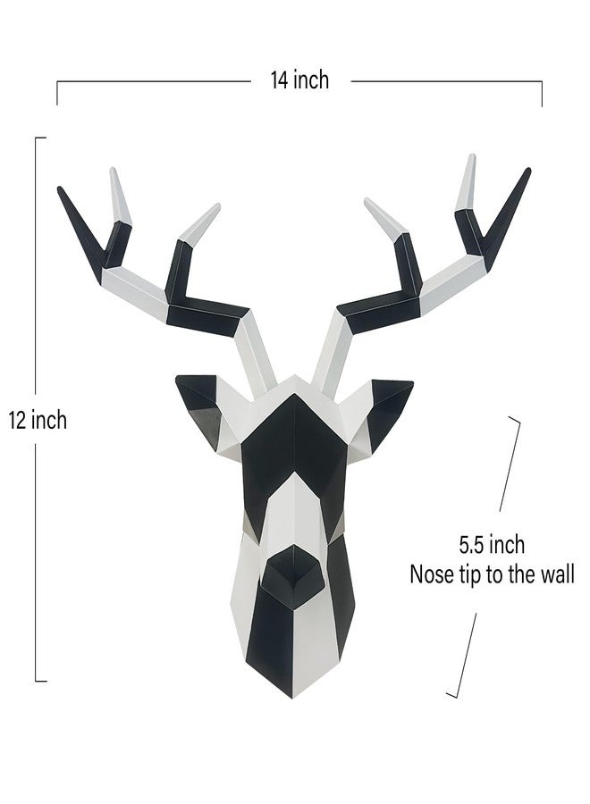 Keygift Geometrical Deer Head Wall Decor Black&White Faux Taxidermy Resin Animal Head Wall Mount Deer Antlers Wall Sculptures - Image 5