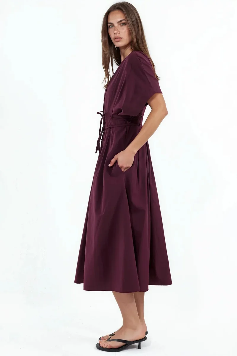 Busem BUSEM Casual V-Neck Midi Shirt Dress