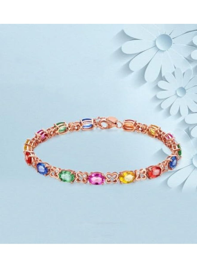Luxurious & Creative Gold Colored Gemstone Bracelets with Silver Jewelry - Image 2