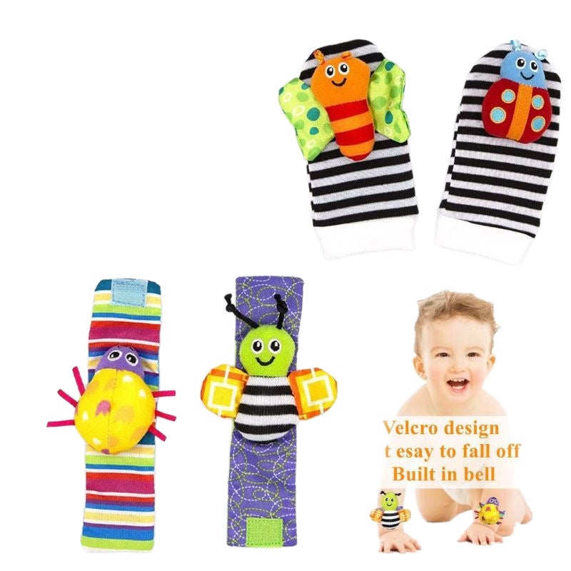 Baby Plush Wrist Rattles Set, Cartoon Animal Design for 0-3 Years - Image 1