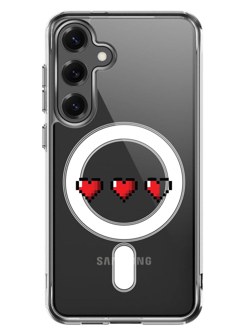 Theodor Magnetic Case for Samsung Galaxy S25 6.2-inch Compatible with MagSafe Wireless Charging, Shockproof Phone Bumper Cover 3 Hearts - Image 1