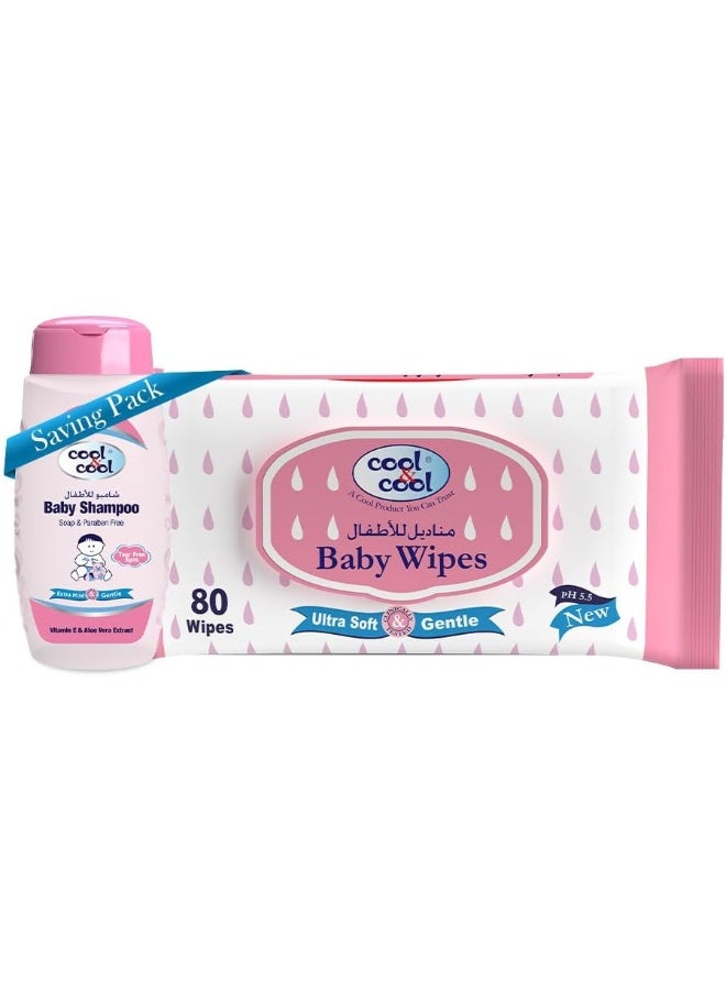 Cool & Cool Baby Wipes 80's + Baby Shampoo 100ML - Image 1