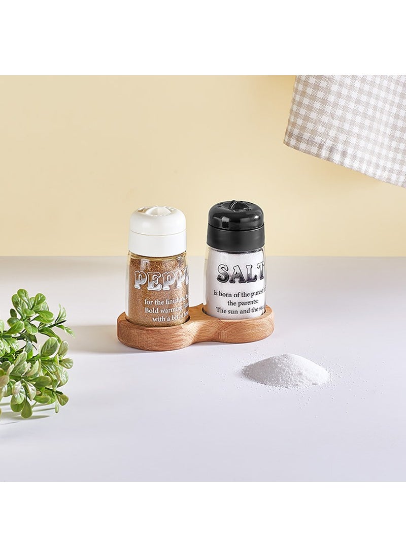 QLUX - Qlüx Exclusive Salt & Pepper Shakers Wooden Stand Spice Shakers 2 Pieces 100 cc - Image 1