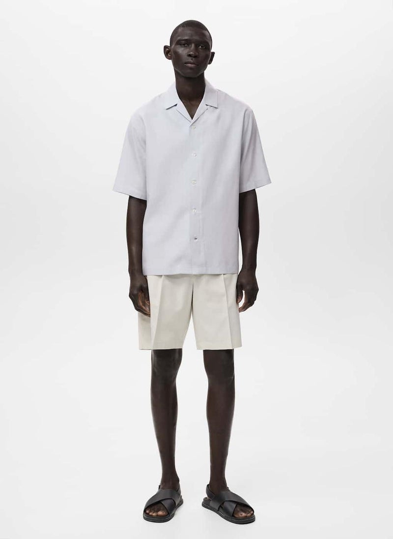 Mango Man Tencel Linen Bowling-Collar Shirt  - Image 4
