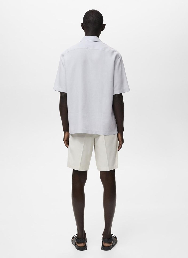 Mango Man Tencel Linen Bowling-Collar Shirt  - Image 2