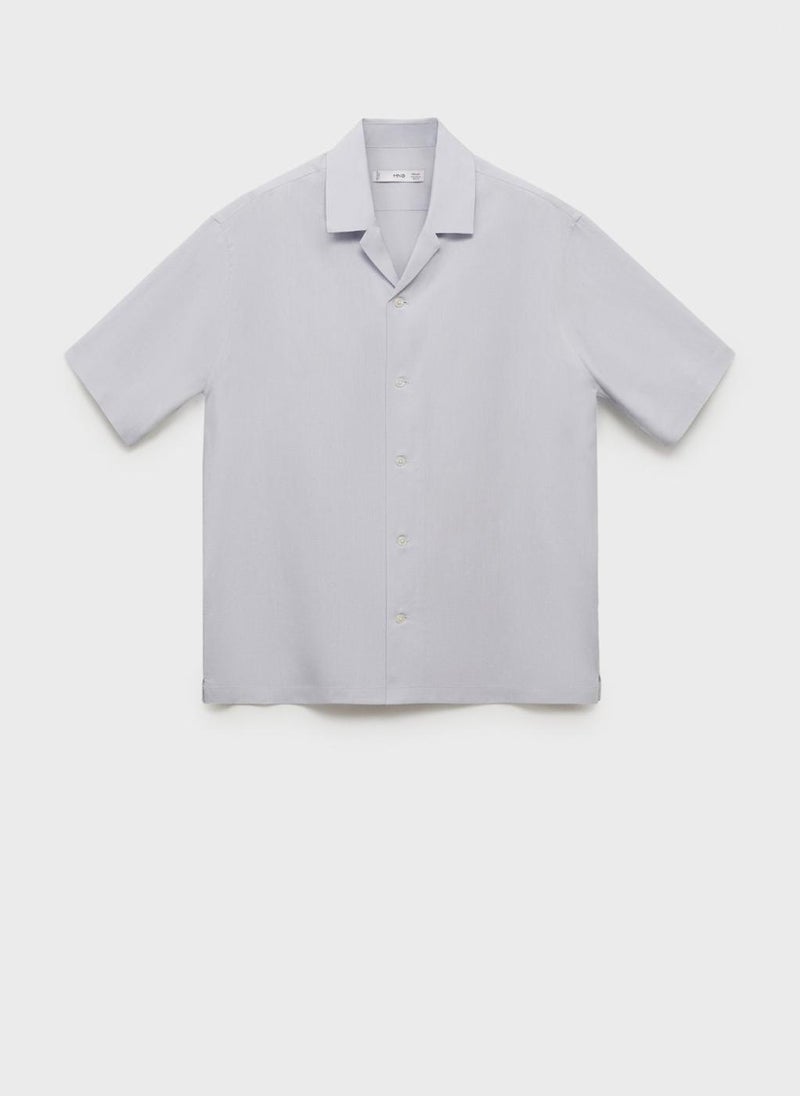 Mango Man Tencel Linen Bowling-Collar Shirt  - Image 5