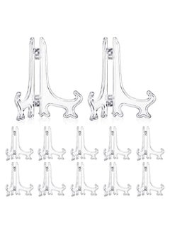KASTWAVE 12 Pieces Plastic Easel Stands Plate Stands Holders, KASTWAVE Picture Easel Stand Clear for Display Picture Frame Collectibles Desktop Weddings Party Home Decoration (6 Inches)  - Image 1