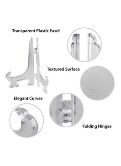 KASTWAVE 12 Pieces Plastic Easel Stands Plate Stands Holders, KASTWAVE Picture Easel Stand Clear for Display Picture Frame Collectibles Desktop Weddings Party Home Decoration (6 Inches)  - Image 2