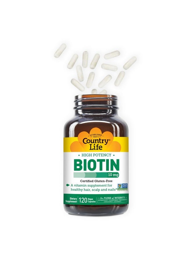 Country Life Country Life High-Potency Biotin 10mg - Vegan & Gluten-Free Biotin Supplement for Skin & Nails, Energy Metabolism - Biotin 10000mcg Capsules  - Image 2
