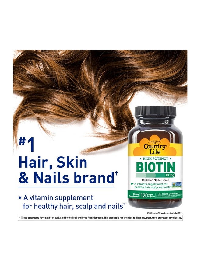 Country Life Country Life High-Potency Biotin 10mg - Vegan & Gluten-Free Biotin Supplement for Skin & Nails, Energy Metabolism - Biotin 10000mcg Capsules  - Image 3
