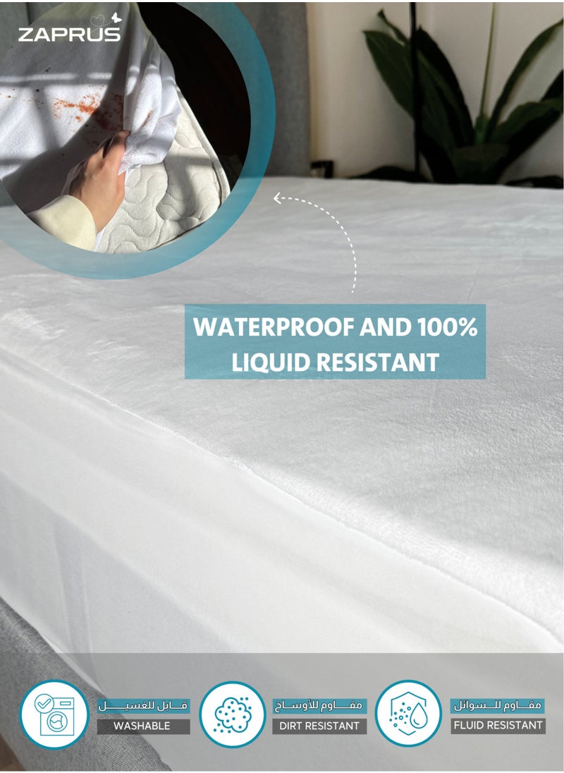 Zaprus Waterproof Mattress Protector - Terry Cotton, Hypoallergenic, Breathable, Ultra Soft, Fitted Sheet Style (Fits Up to 35cm) - Protects Against Spills, Stains, Dust Mites & Allergens  - Image 2