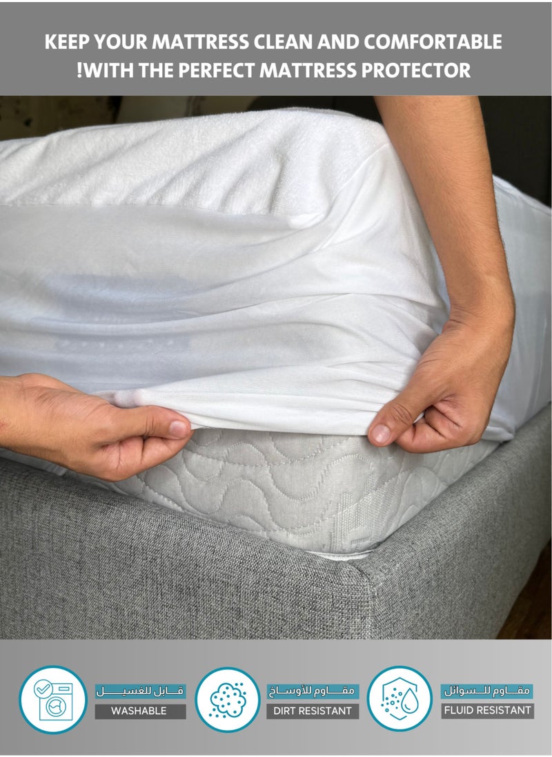Zaprus Waterproof Mattress Protector - Terry Cotton, Hypoallergenic, Breathable, Ultra Soft, Fitted Sheet Style (Fits Up to 35cm) - Protects Against Spills, Stains, Dust Mites & Allergens  - Image 4