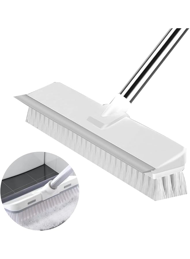 promass Cleaning Brush with Long Handle,2 in 1 Floor Scrub Brush Stiff Bristle Brush Scrubber with Squeegee,Shower Scrubber Kit with 108cm Extendable Handle for Bathroom,Kitchen,Deck - Image 1