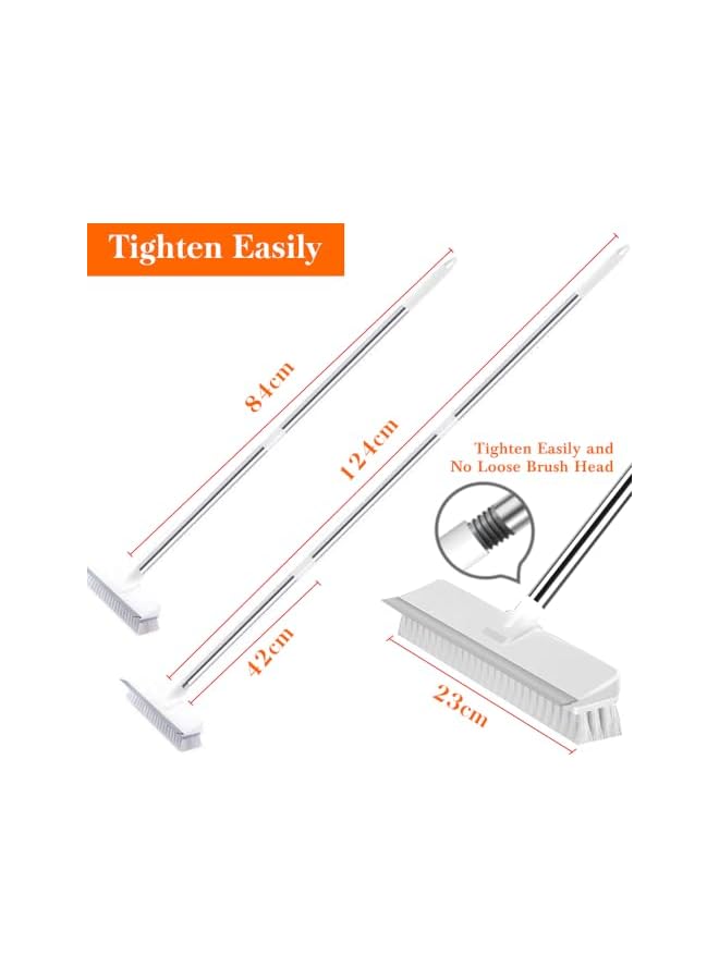 promass Cleaning Brush with Long Handle,2 in 1 Floor Scrub Brush Stiff Bristle Brush Scrubber with Squeegee,Shower Scrubber Kit with 108cm Extendable Handle for Bathroom,Kitchen,Deck - Image 2