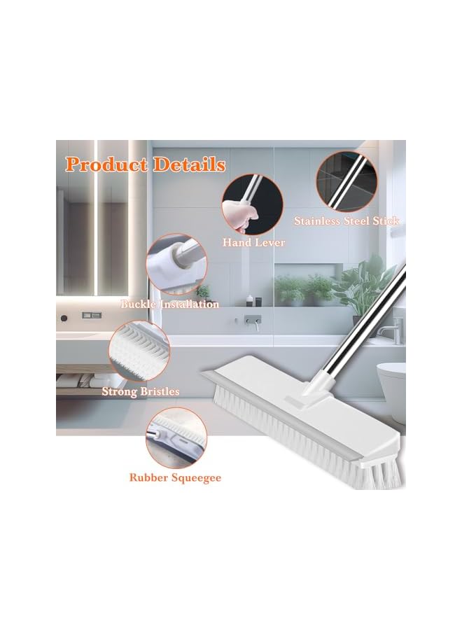 promass Cleaning Brush with Long Handle,2 in 1 Floor Scrub Brush Stiff Bristle Brush Scrubber with Squeegee,Shower Scrubber Kit with 108cm Extendable Handle for Bathroom,Kitchen,Deck - Image 4